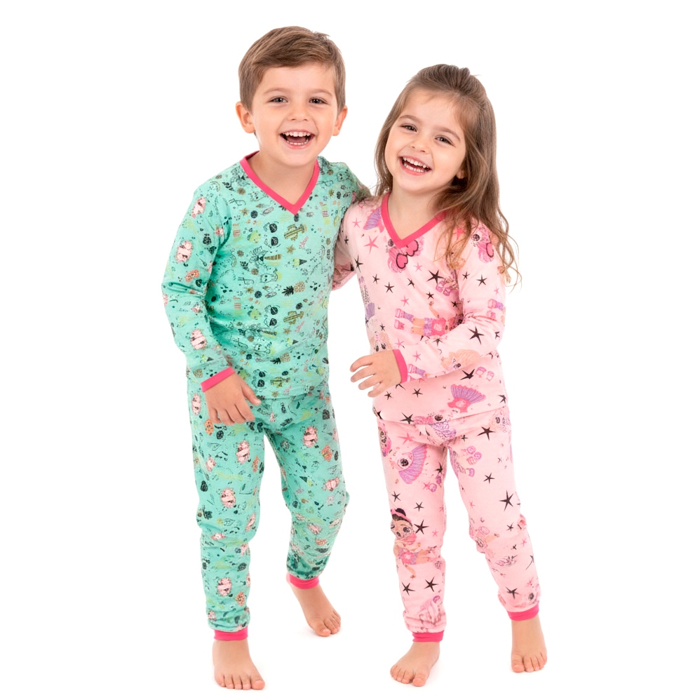 Pijama Infantil Menino Menina Estampado Algodão Manga Longa Comprida Calça