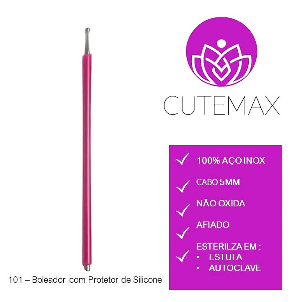 CUTEMAX - Boleador em Aço Inox C/ Silicone - Profissional Podologia Manicure - #101