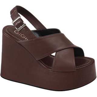 Sandália Feminina Anabela Plataforma Salto Alto Tiras Largas Cruzadas Formato X Elegante Moda GiGiL em Oferta na Shopee