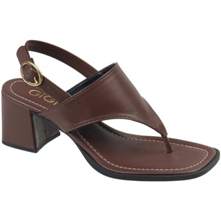 Sandália Feminina Salto Bloco Tira Thong Asa Delta Bico Quadrado Fivela Lateral Confortável GiGIL em Oferta na Shopee