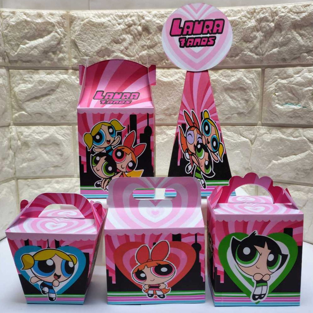 Kit festa As Meninas Super Poderosas PEGUE E MONTE  Caixinhas Personalizadas lembrancinhas para Festas e Aniversários