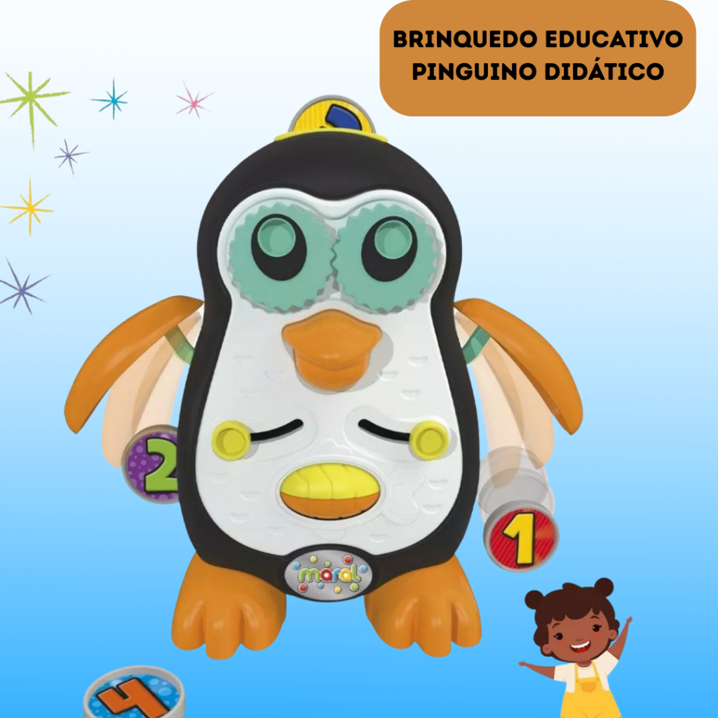 Brinquedo Educativo Pinguino Didático menino menina criança buneco