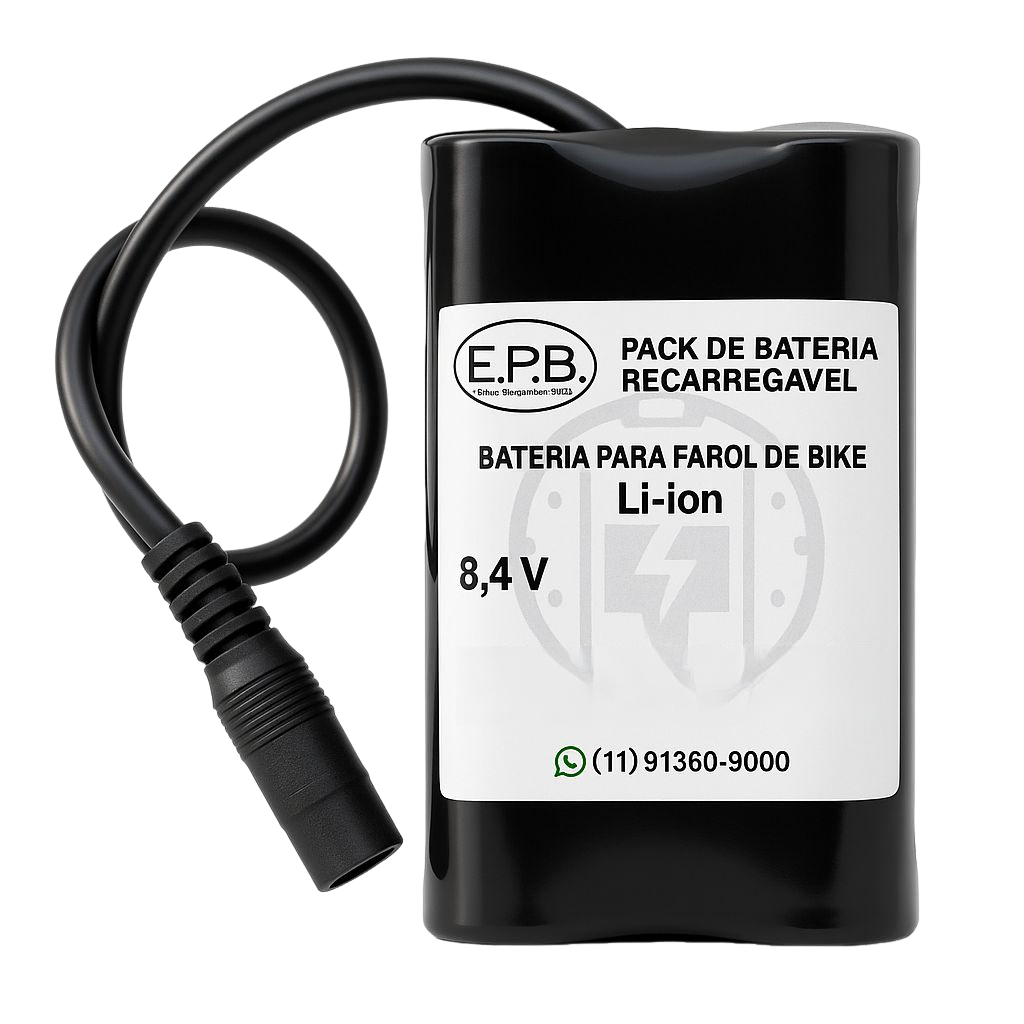 Bateria para farol de bicicleta 8,4v 2s2p cabo p4 2,1mm