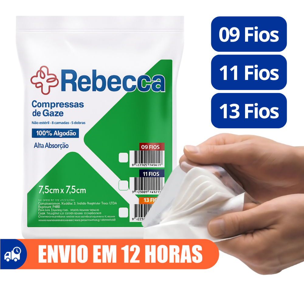Compressa Gaze Rebecca 7,5x7,5cm 9 11 13 Fios 500un Amed em Oferta na Shopee