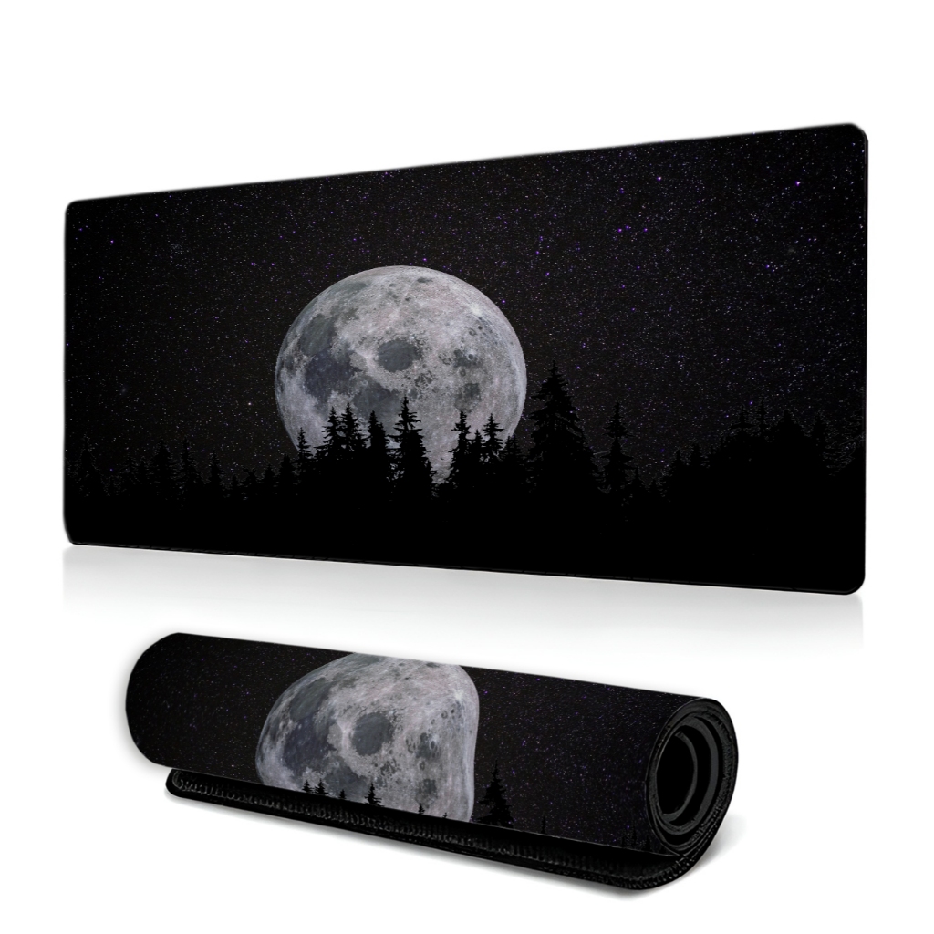 Mouse pad Gamer Estampado 70x30 e 90x40 estampa lua universo paisagem