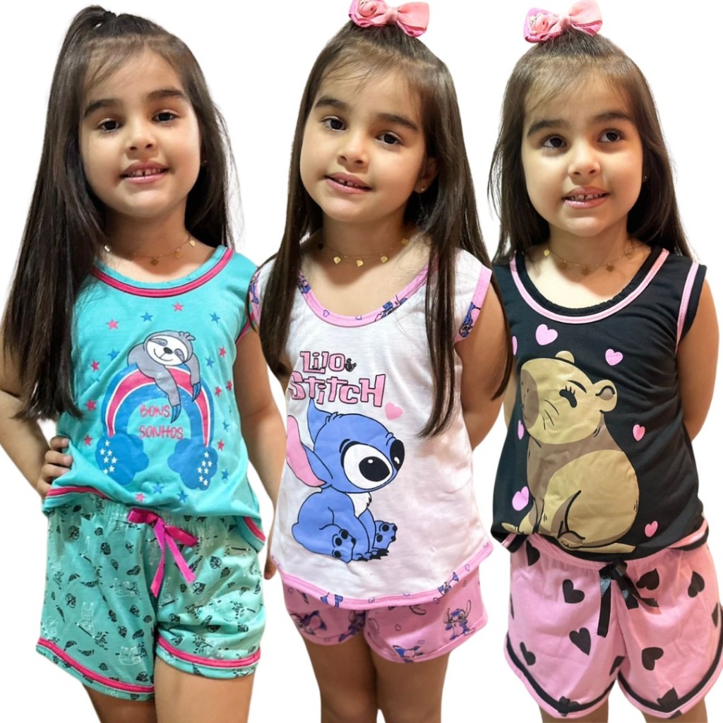 Baby Doll Infantil Regata Feminino / Pijama Regata Infantil / Roupa de Dormir Infantil em Oferta na Shopee
