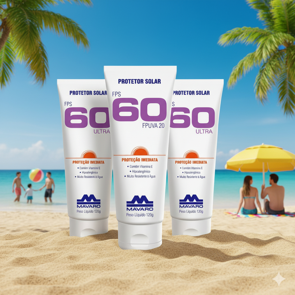 KIT 3 Protetores Solares Fps 60 Bisnaga 120g Mavaro