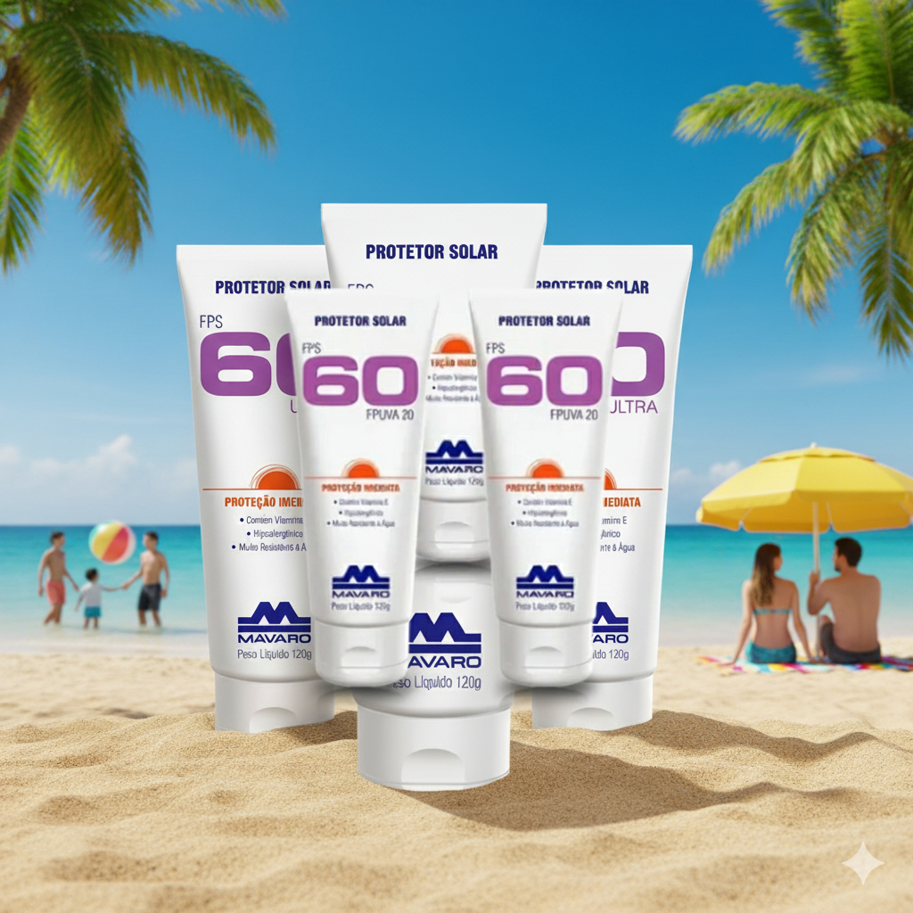 KIT 5 Protetores Solares Fps 60 Bisnaga 120g Mavaro