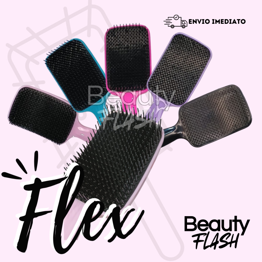 Escova de Cabelo Raquete Flex Fashion Curva para Desembaraçar Cabelos Mágica Cores Aleatórias Hair em Oferta na Shopee