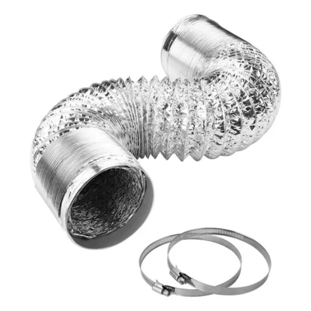 Duto Fléxível 125mm 5 Metros Tubo Aluminio + 2 Abraçadeira Ventilação Exaustor Coifa Cultivador Grow