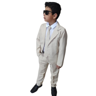 Terno Infantil Social - Kit 5 Peças - Paletó, Calça, Camisa, Gravata e Cinto em Oferta na Shopee