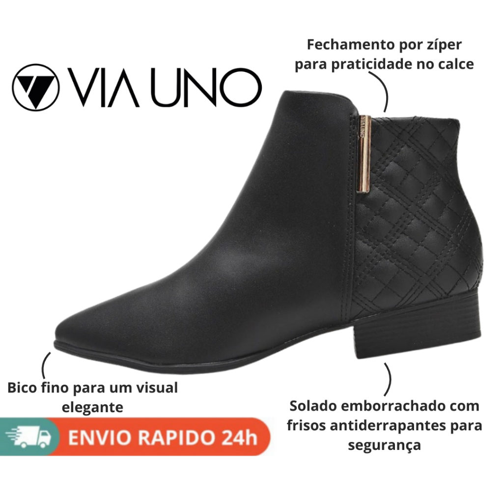 Bota Feminina Cano Curto Bico Fino Via Uno: Onde Comprar | BuscaProdutos