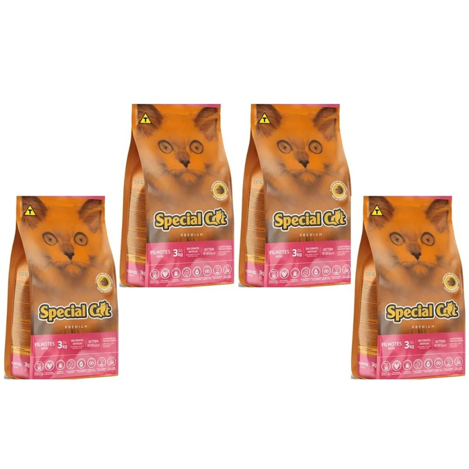 Ração Special Cat Filhotes 12kg (Kit com 4 pacotes de 3kg) Gatos Filhotes