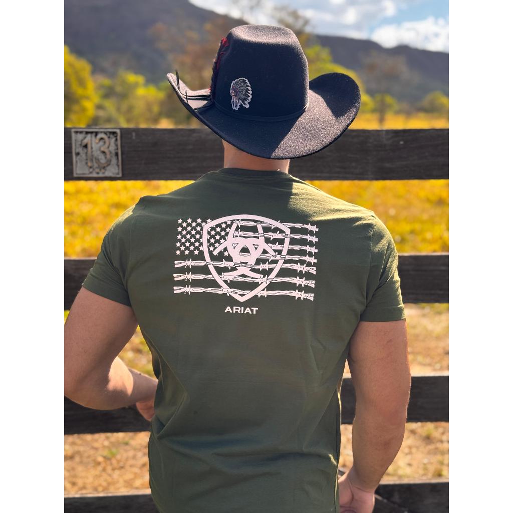 Camiseta Country Ariat Gola O Estampada 100% Algodão – P ao GG