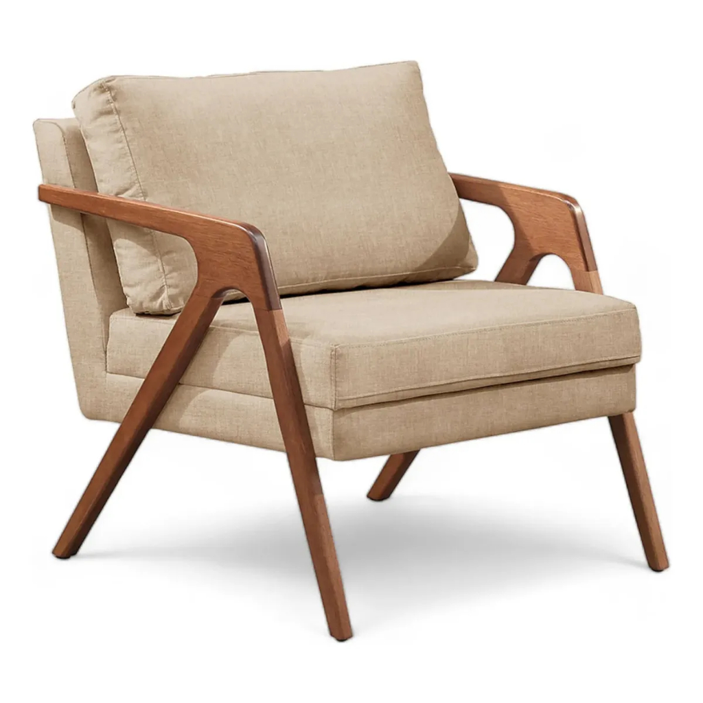 Poltrona Mona Consultório Decorativa Reforçada Cadeira Para Recepção Clinica e Sala Jantar Luxo em Linho Pés Madeira em Oferta na Shopee