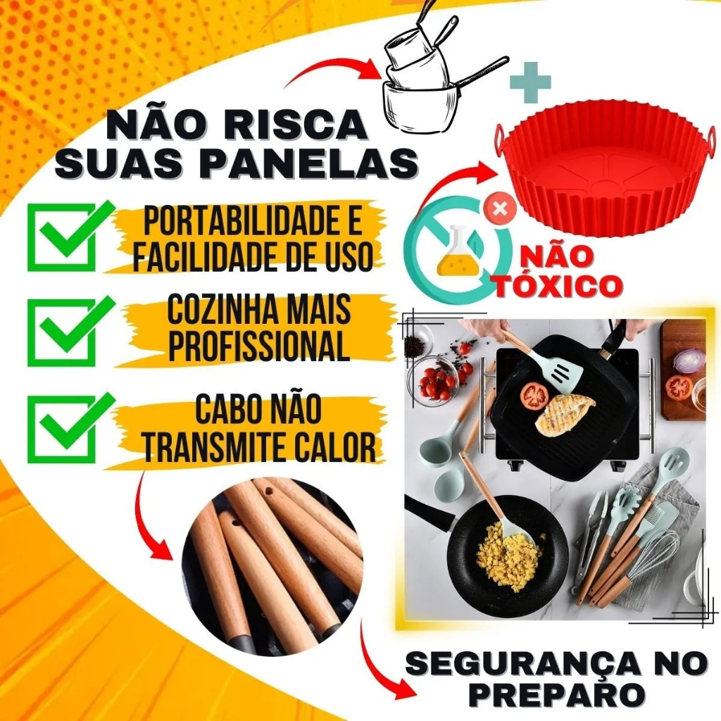 kit 12 peças utensílios de cozinha silicone Copo Suporte Jogo de Cozinha kit 5 utensílios s/copo