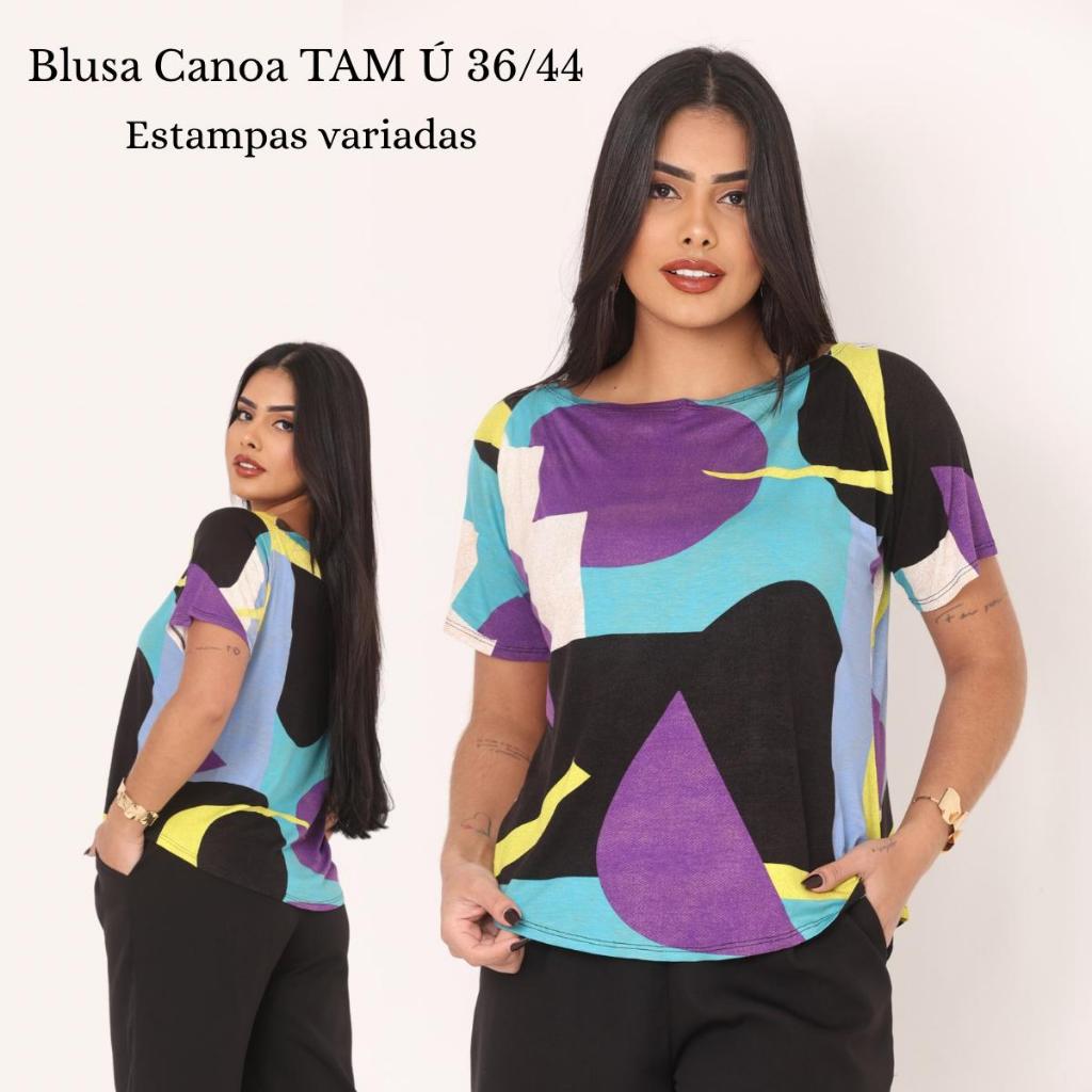 Blusa Canoa Feminina Diversas Estampas Tamanho Único 36/44 – Moda Casual