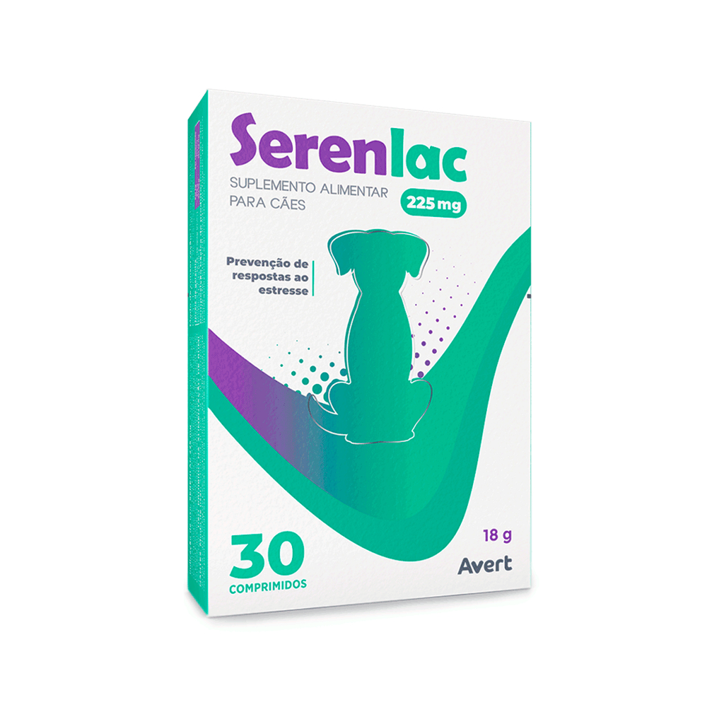 Serenlac 225 mg - Suplemento Pet - Cães e Gatos - Embalagem com 15 ou 30 Comprimidos Sabor Bacon