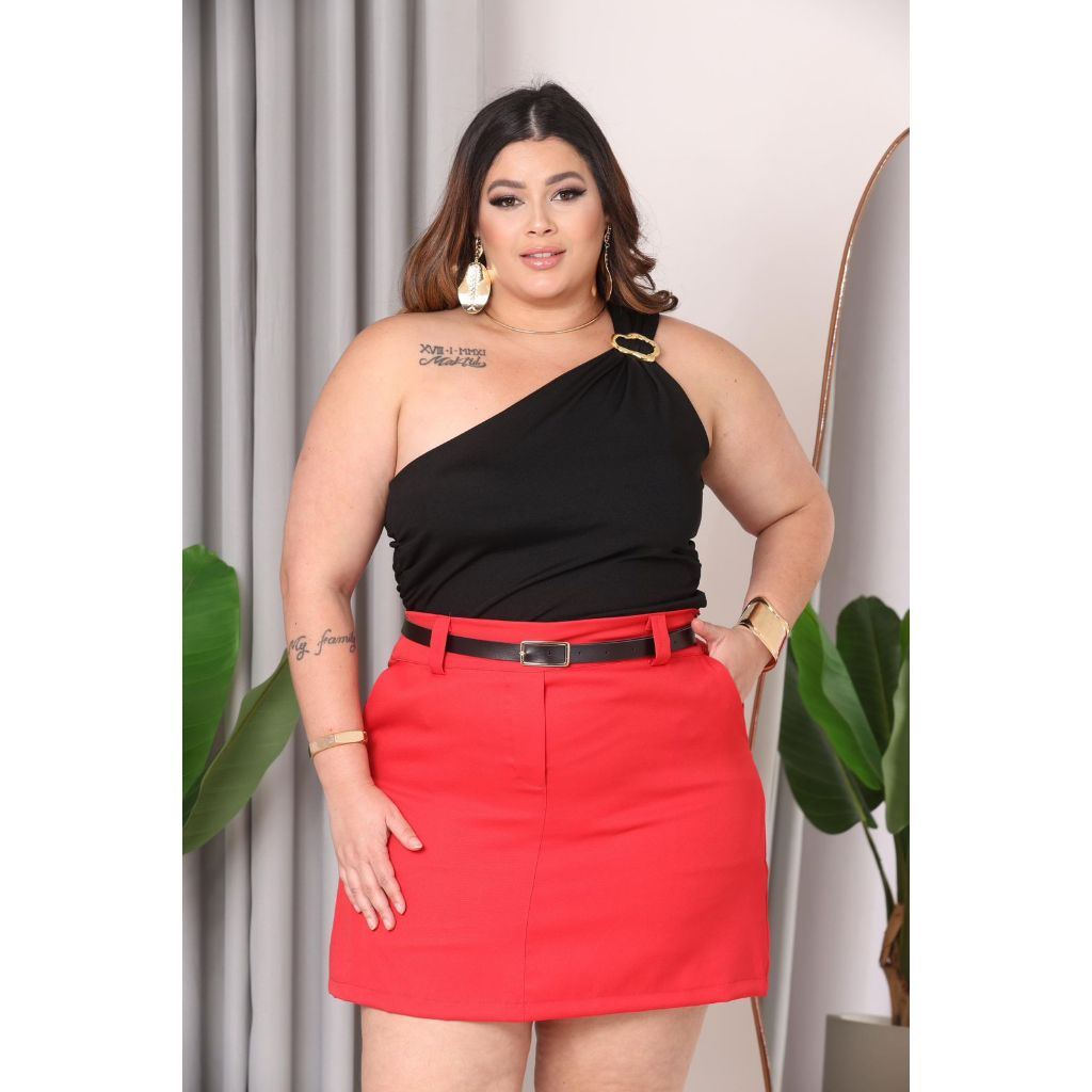 Short Saia Em Alfaiataria Plus Size Social Feminino Tamanho Grande GG ao G3 em Oferta na Shopee