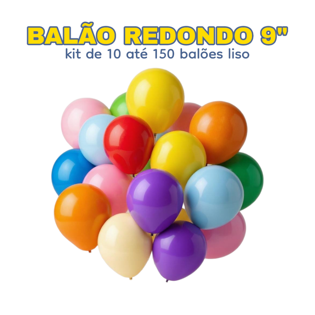 Balão Bexiga Redondo 9" Liso ArtLatex Amalu - Kits de 10, 50, 100 ou 150 Unidades em Oferta na Shopee