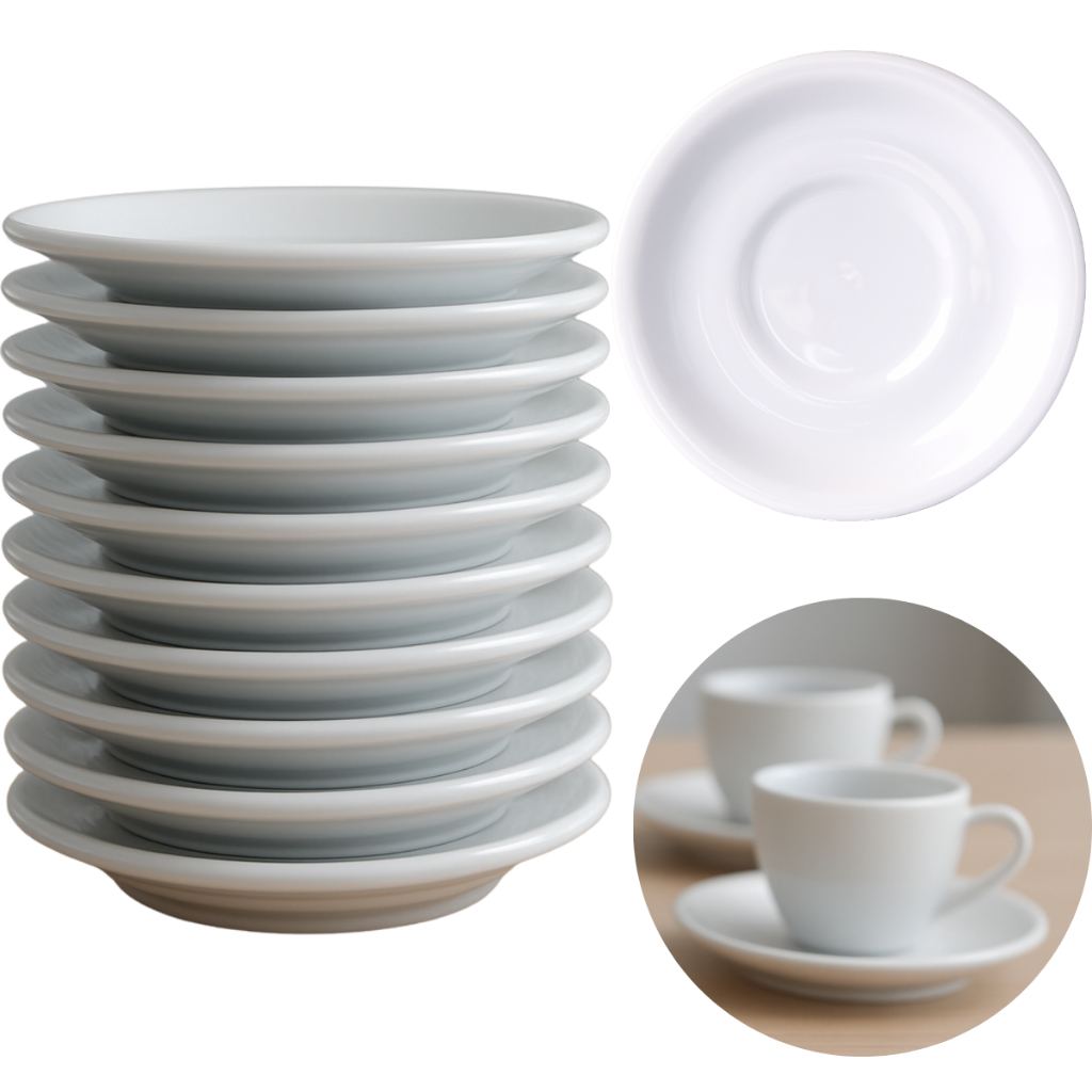 Jogo Pires 14cm Porcelana Branca Para Xicara Caneca Café Chá Servir Hotel Atacado em Oferta na Shopee