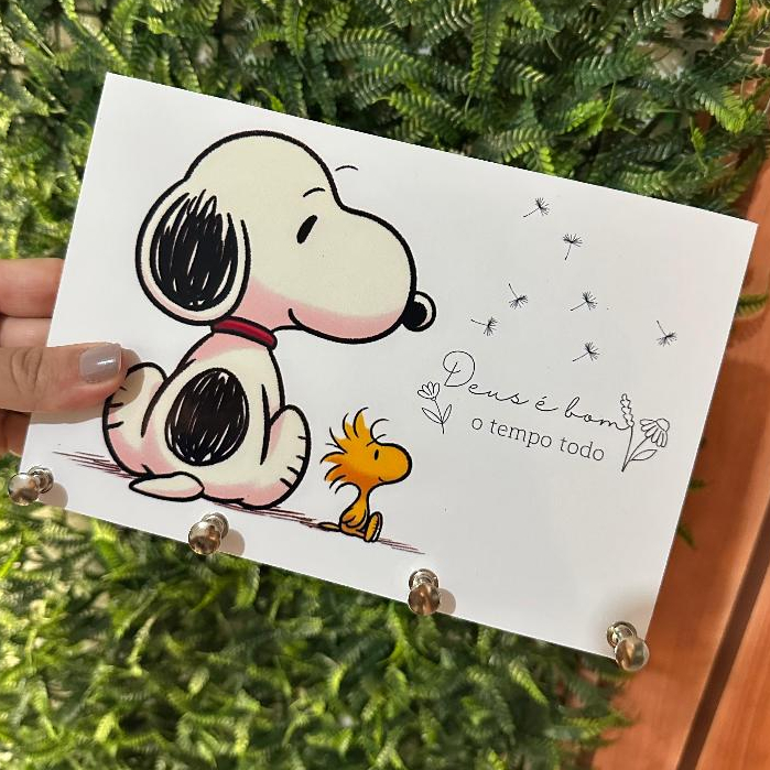 Porta Chaves Snoopy Personalizado Deus é bom Chaves MDF de 15mm