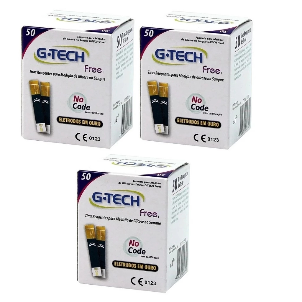 Kit 150 Tiras Reagentes G-Tech Free (3 Frasco C/ 50 Tiras) em Oferta na Shopee