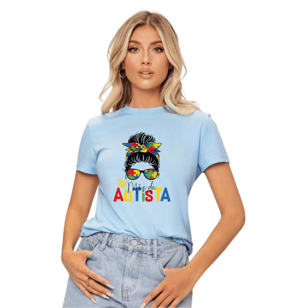 Camiseta Conscientização do Autismo Mãe Do Autista 100% Algodão Blusa Mais Amor, Menos Preconceito