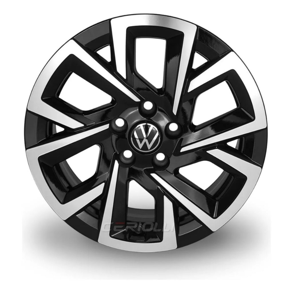 Kit 4 Rodas Aro 15 5x100 Krmai Polo Fox Virtus Golf Preto com Diamantado Bicos de Brinde S48