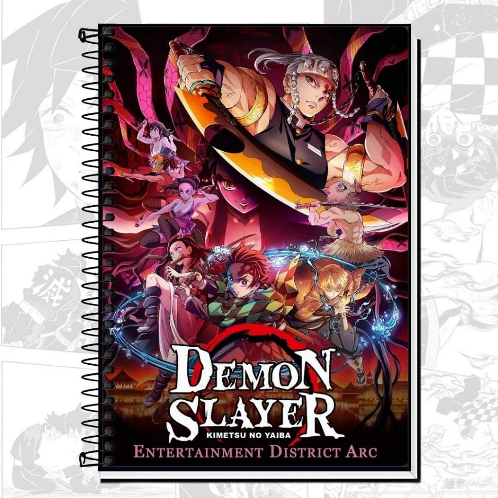 Cadernos Demon Slayer  Petlover Aesthetic | Capa  com frente e verso e  com Espiral Metálico | 1, 10, 15 ou 20 Matérias em Oferta na Shopee