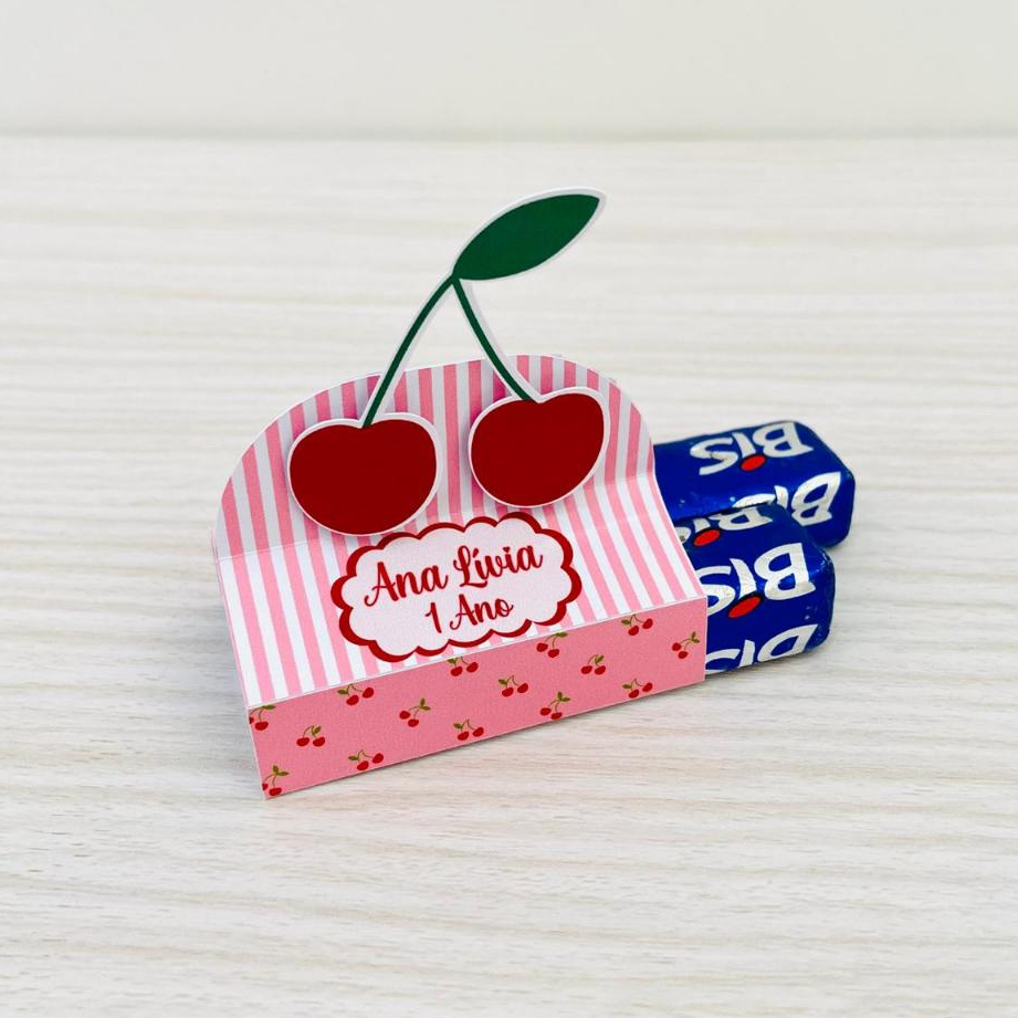 PORTA BIS DUPLO PERSONALIZADO CEREJINHA / LEMBRANCINHA CEREJA / ANIVERSÁRIO CEREJINHA / FESTA CEREJA