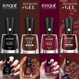 Kit 4 Esmaltes Risqué Diamond Gel Tons de Marrom e Preto Cremoso Metalizado Esmalte Atacado em Oferta na Shopee