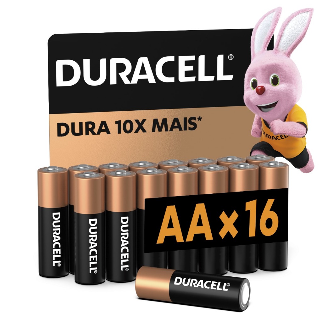 Pilha Alcalina AA Pequena Duracell Com 16 Unidades em Oferta na Shopee