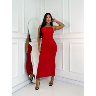 Vestido Feminino Longo Tubinho Colado Sexy Varias Formas Amarrar Costas Elegante Com Bojo Anarruga Importado em Oferta na Shopee