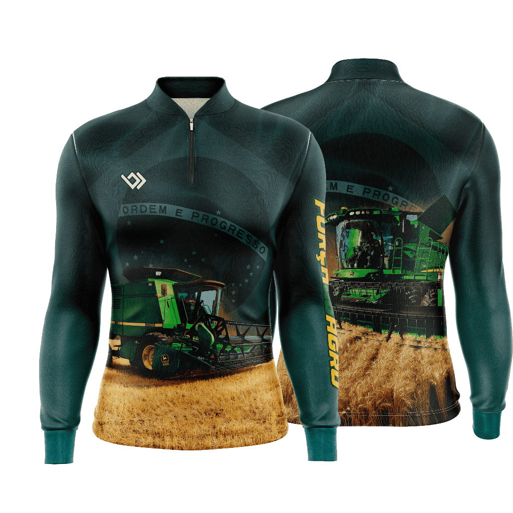 Camiseta Camisa Blusa Agro Proteção Solar UV50+ Dry-Fit Verde em Oferta na Shopee