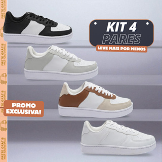 KIT 4 Tênis Casual Feminino Caramelo Branco Preto Acessível Direito de Fábrica Acessível 34 ao 43 em Oferta na Shopee