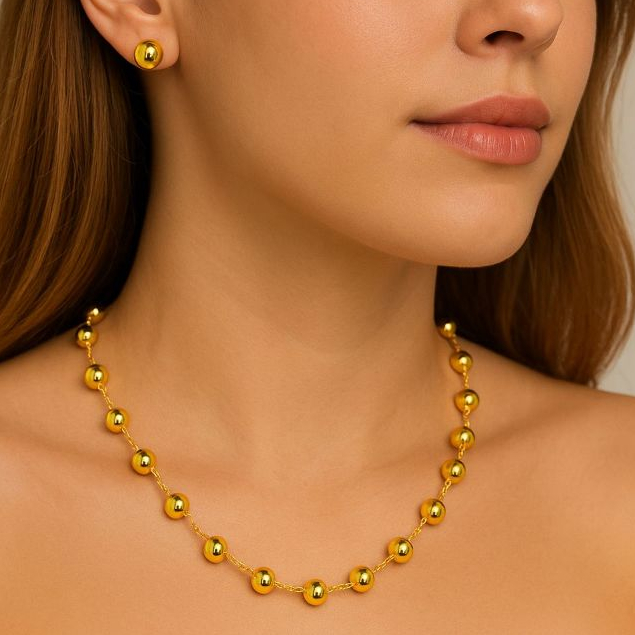 Colar Choker Feminino Bolinha 6mm Folheado Pra Presente semijoias B 118 em Oferta na Shopee