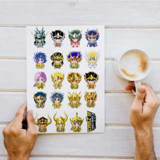 Cartela de Adesivos Sticker A4 Cavaleiros do Zodíaco Chibi Fofinhos Clássico em Oferta na Shopee