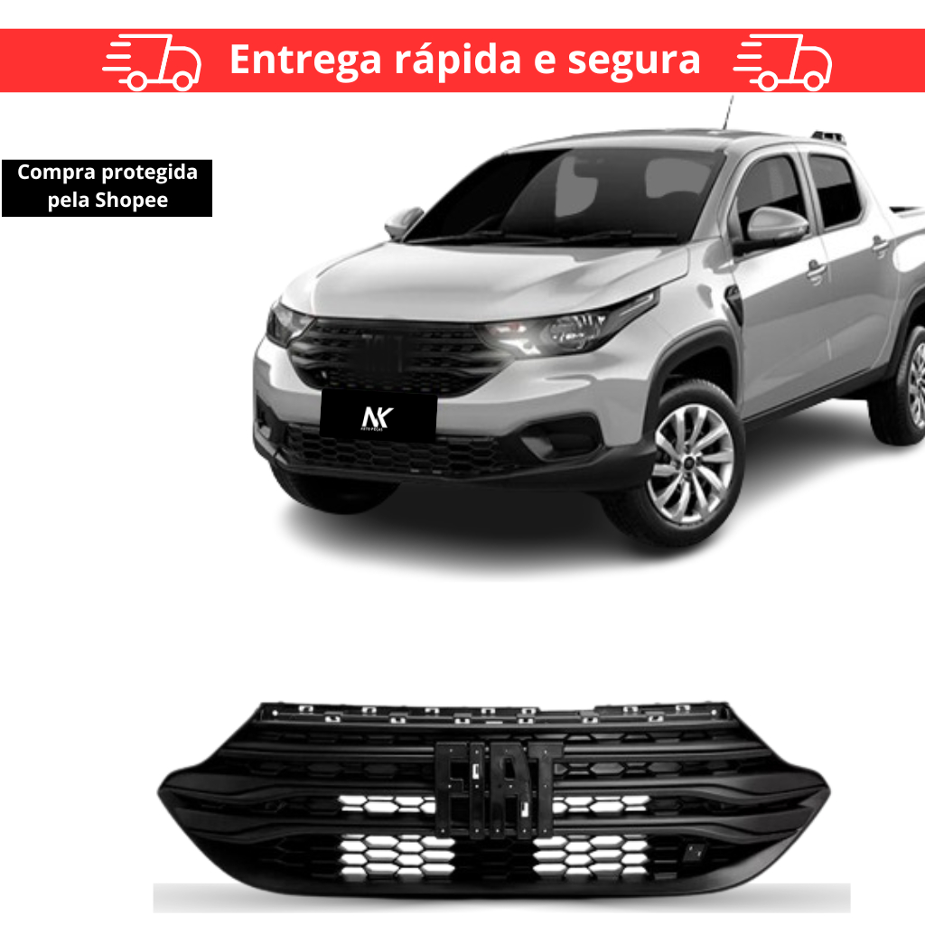 Grade Radiador Strada 2020 2021 2022 2023 2024 A 2026 Preto