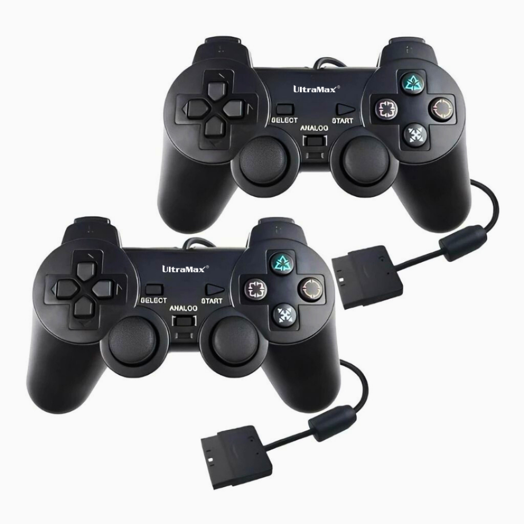 Kit 2 Controles para  Ps2 Com Fio preto