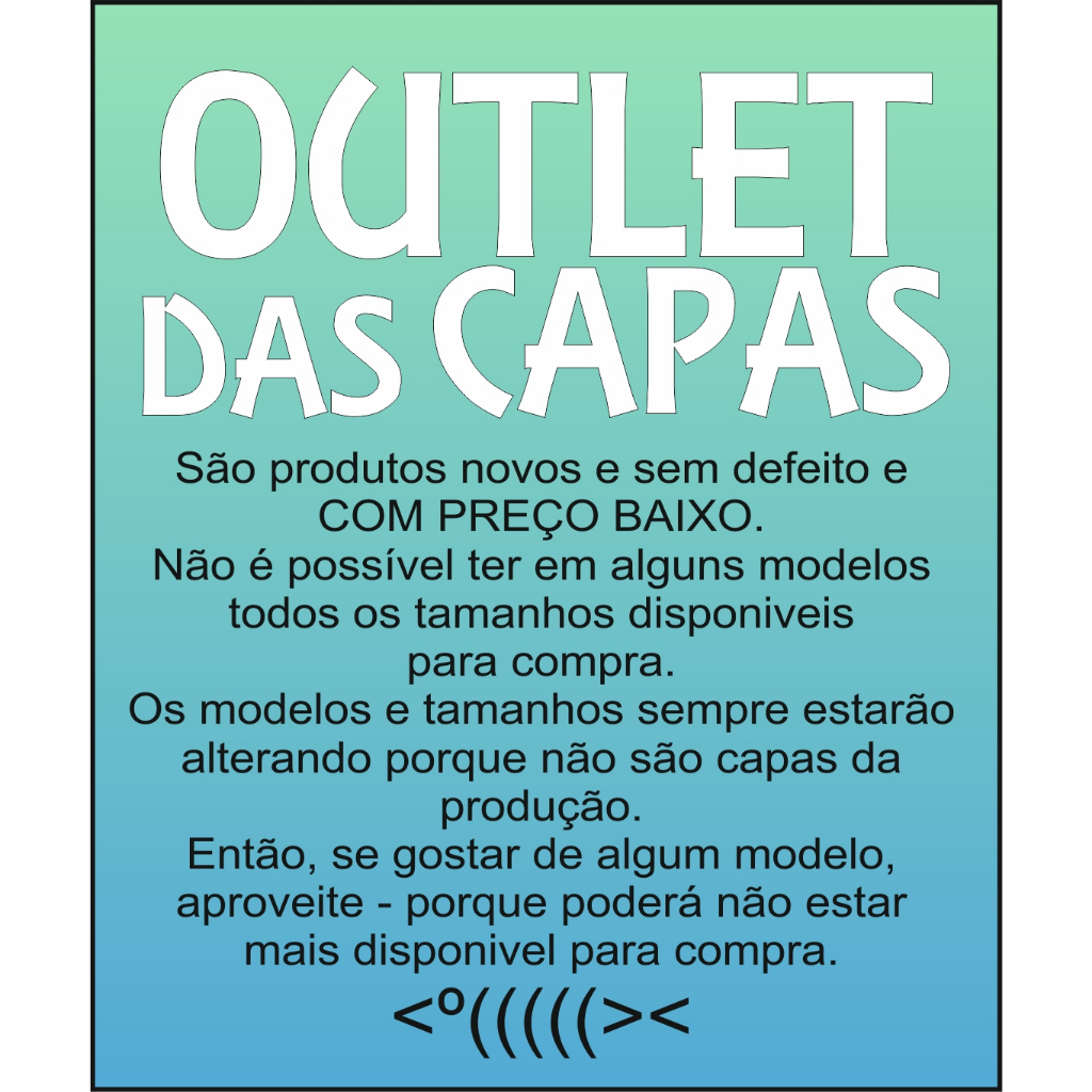 OUTLET DAS CAPAS - Capa Protetora para Carretilhas Perfil Baixo, Perfil Alto e Molinetes OUTLET