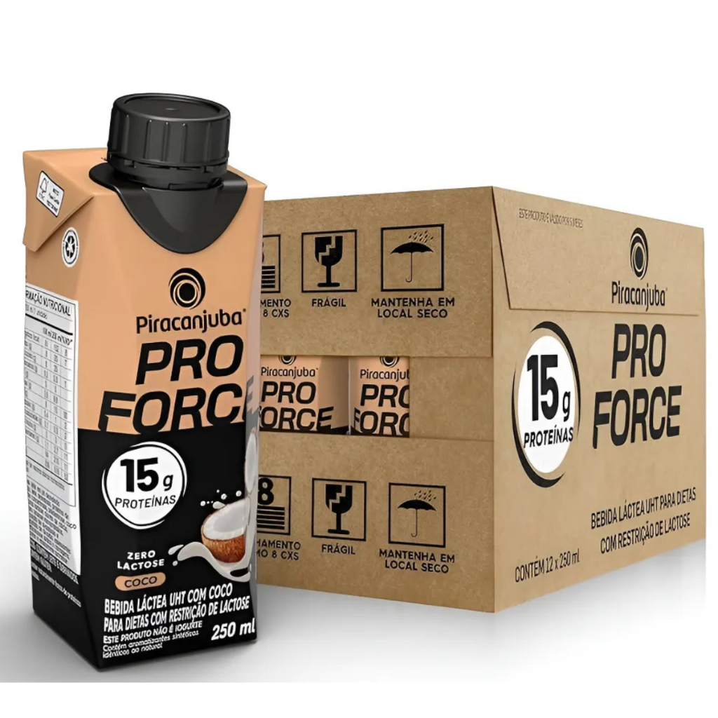 Kit 12 Bebida Lactea Pro Force15g Proteina Zero Lactose Piracanjuba Coco 250ml em Oferta na Shopee