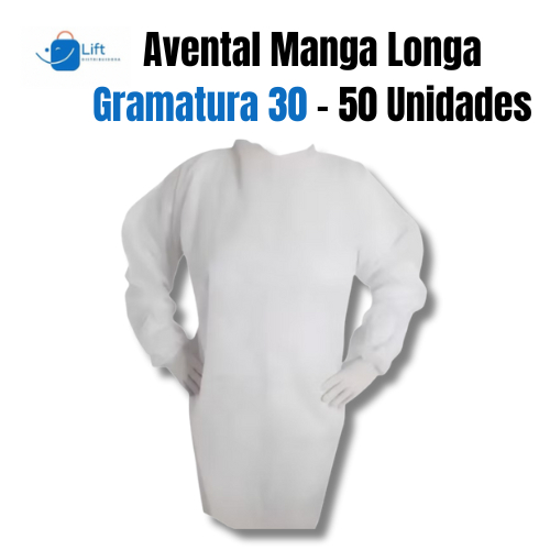 Kit 50 Unid. Avental Capote TNT Descartável Manga Longa G30