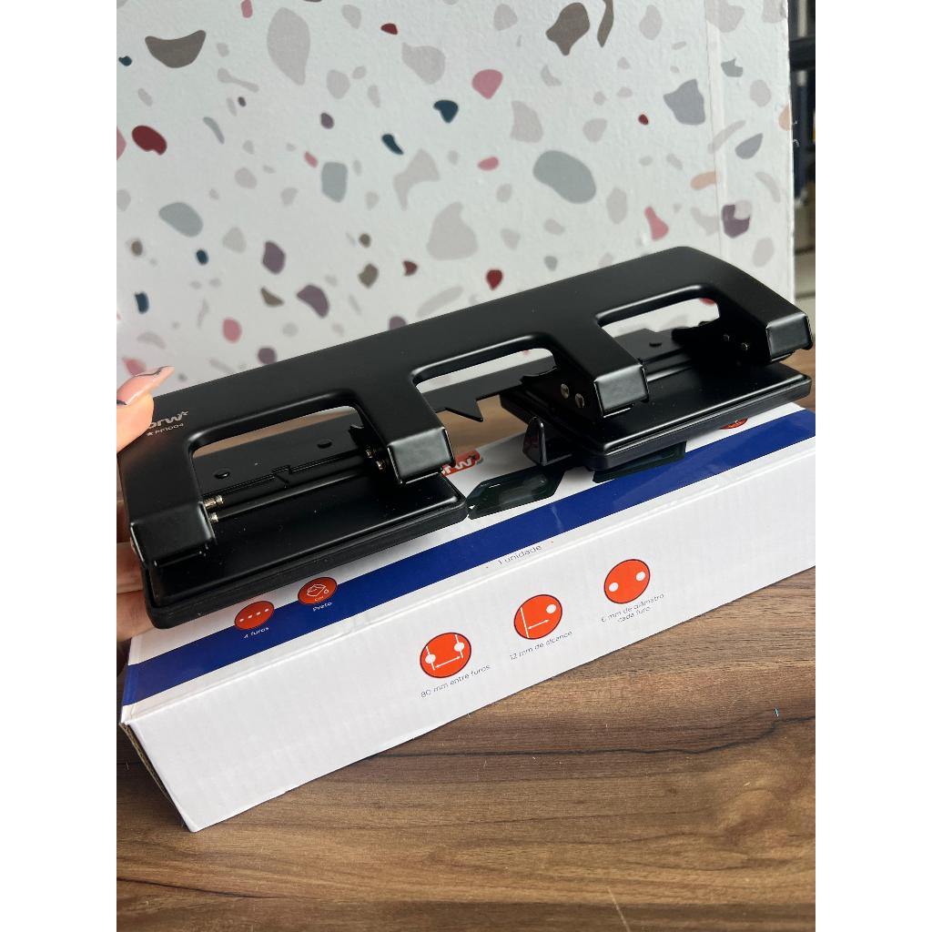 Perfurador 4 Furos Base de 27cm Para até 20 Folhas Estrutura Metálica PF1004 BRW