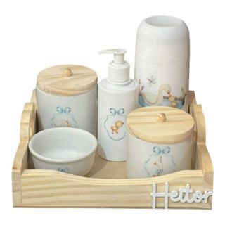 Kit Higiene Porcelana Patinho Nome Personalizado DTF UV Garrafa Térmica em Oferta na Shopee