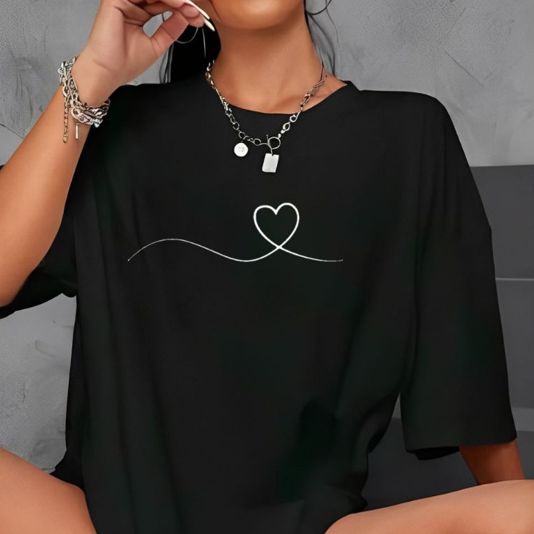 Camiseta Tshirt Oversized 100%Algodão  Feminina Gym Treino Academia Fitness Musculação coraçao onda em Oferta na Shopee