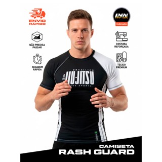 Camisa Rash Guard Jiu-jitsu Compressão Bjj Inn Fight Branco em Oferta na Shopee