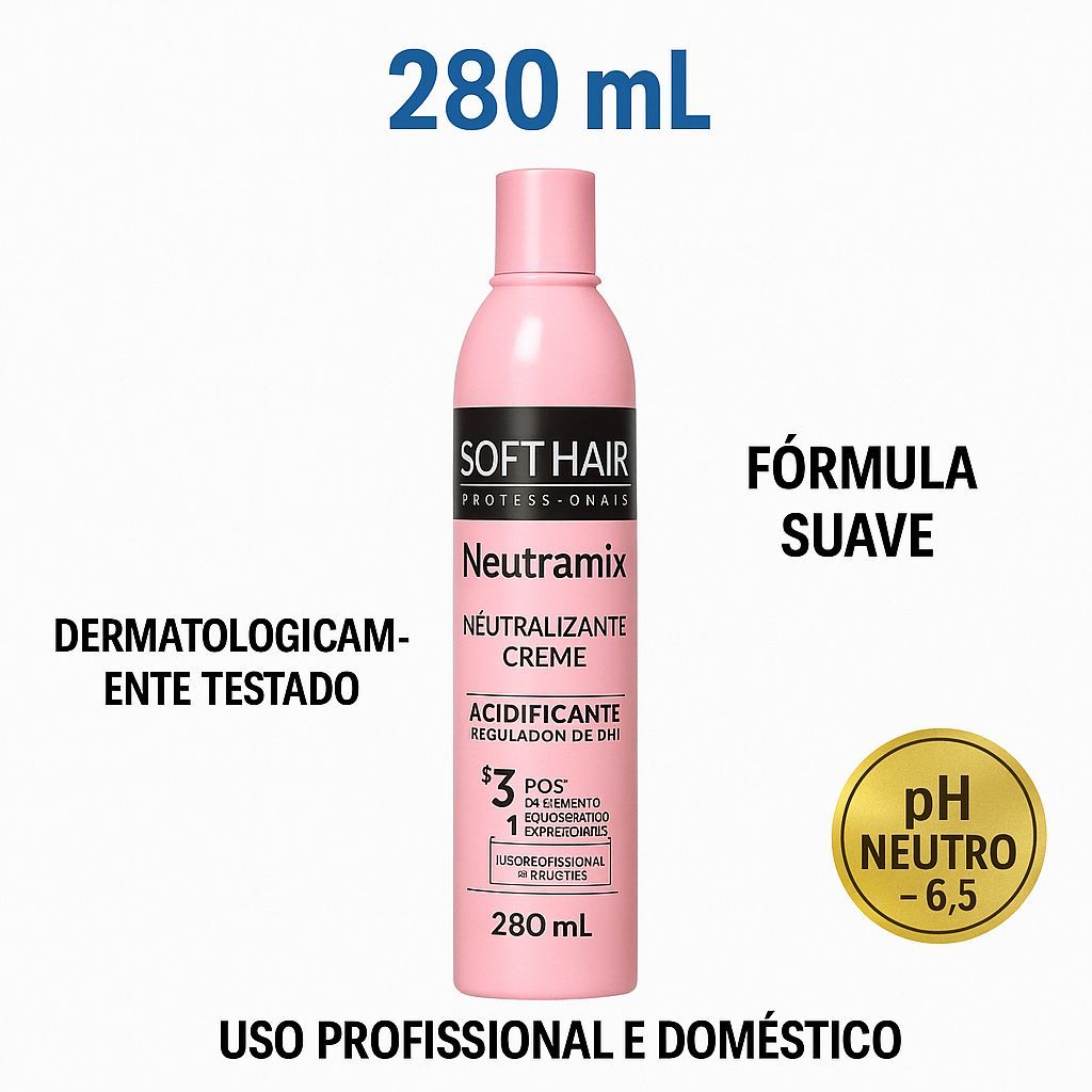 Neutramix Ação 3 em 1 Neutralizante Creme Acidificante Regulador Ph 6,5 soft hair 280ml