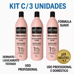 Kit 3 unidades Neutramix Acidificante soft hair 1litro NEUTRALIZANTE