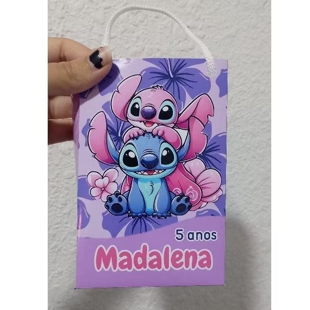 10 SACOLINHA PERSONALIZADA | STITCH E ANGEL | LEMBRANCINHA